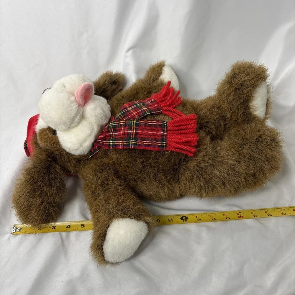 Vtg Commonwealth Digby & Dexter‎ Dog Plush Christmas Plaid Hat 20